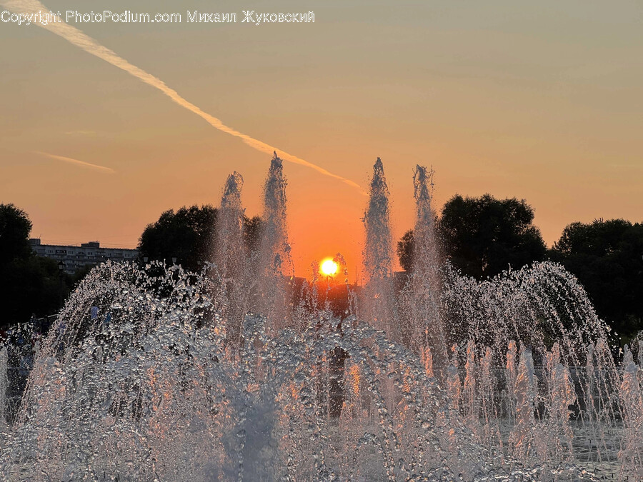 Water, Fountain, Bonfire, Fire, Flame