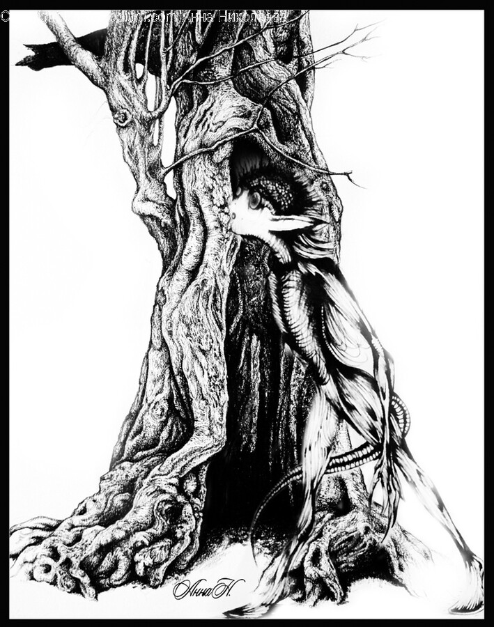 Person, Human, Drawing, Art, Tree