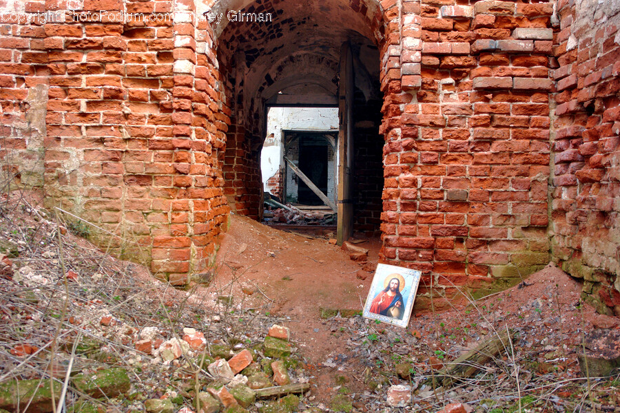 Brick, Bunker, Building, Person, Human