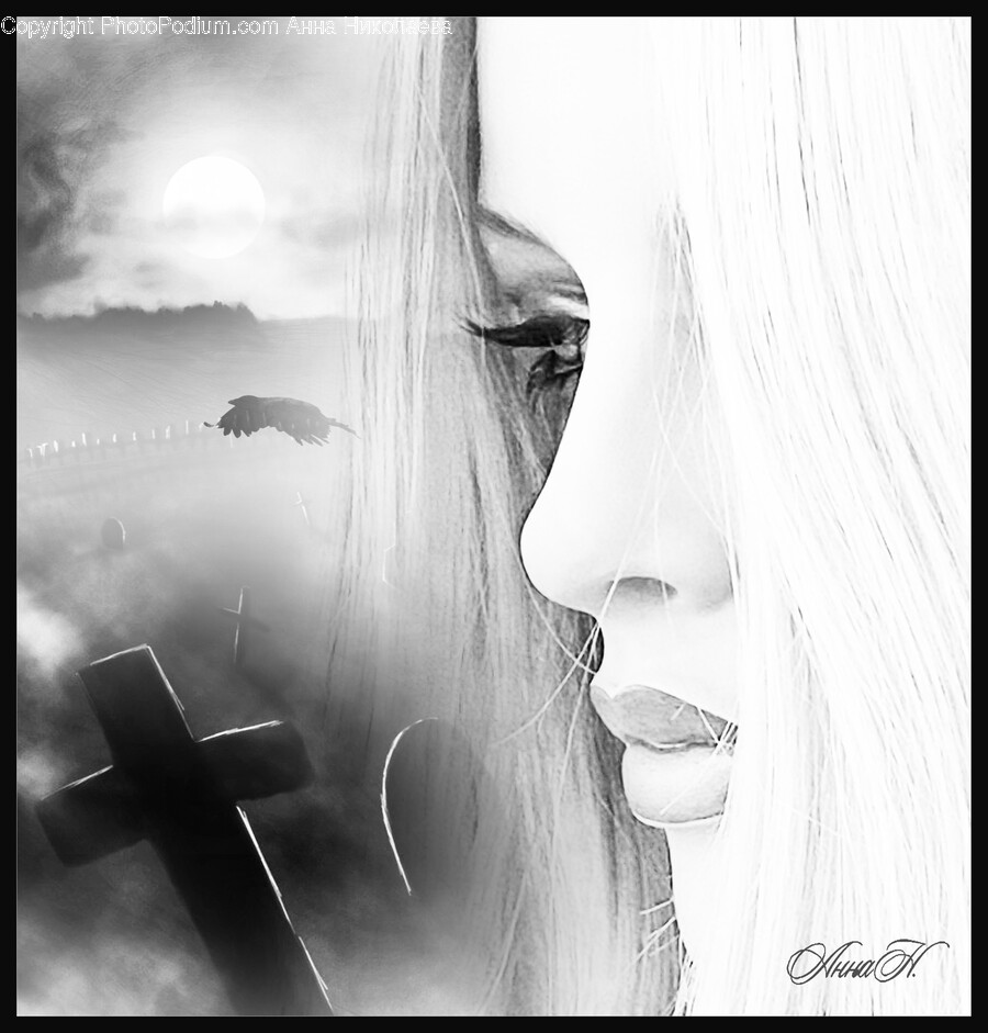 Person, Human, Face, Drawing, Art