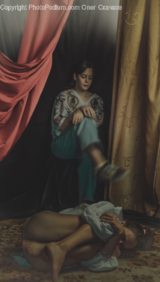Person, Human, Diaper, Art, Curtain