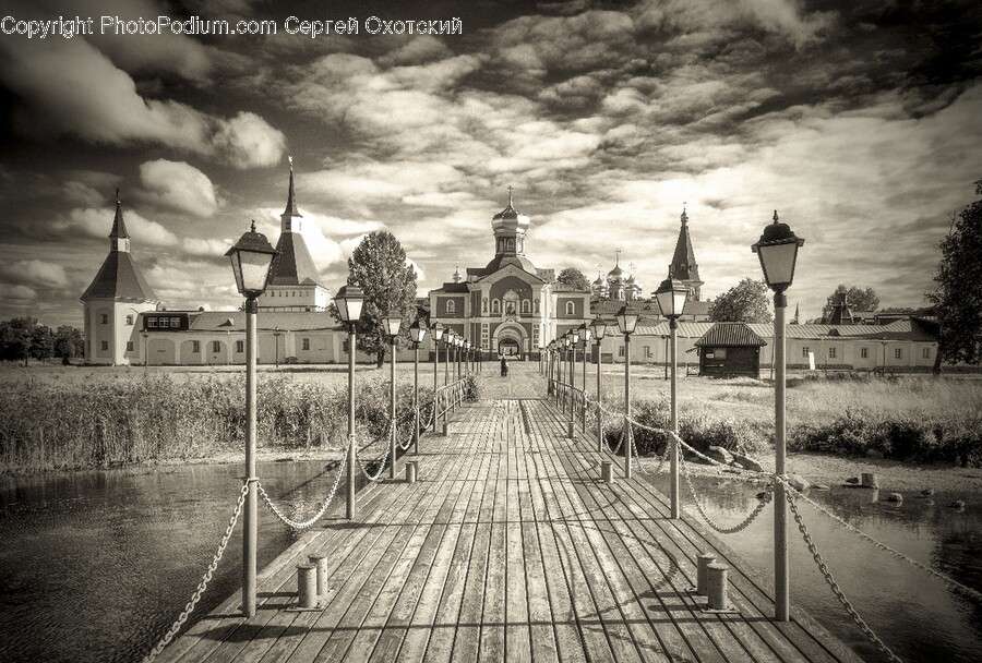 Building, Boardwalk, Bridge, Railing, Path