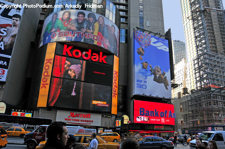 Billboard, Cab, Car, Taxi, Vehicle, Team, Troop