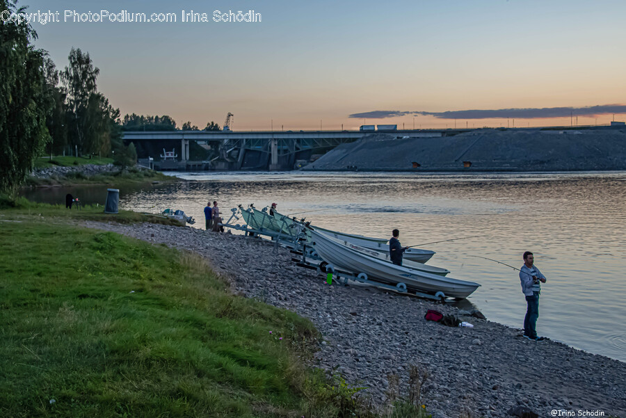 Waterfront, Water, Gravel, Road, Watercraft