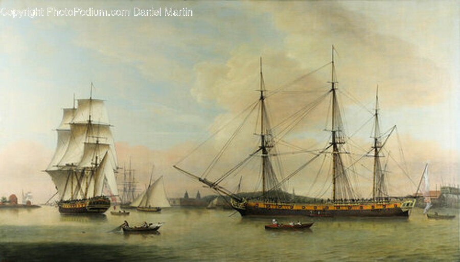 Painting, Art, Sailboat, Boat, Vehicle