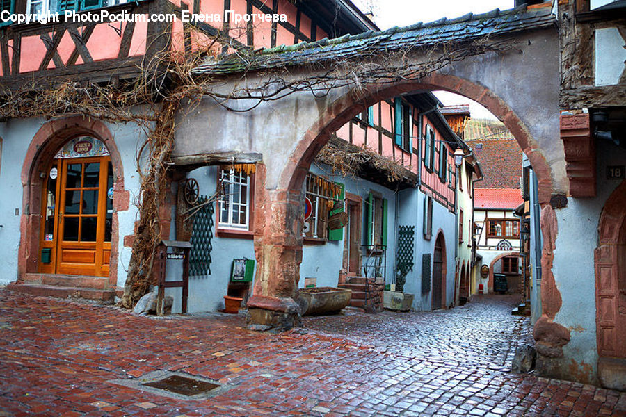 Brick, Alley, Alleyway, Road, Street, Town, Cobblestone