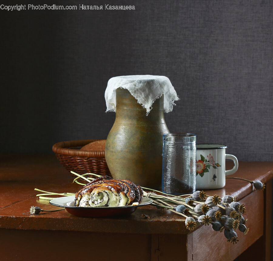Cup, Pottery, Plate, Bread, Food