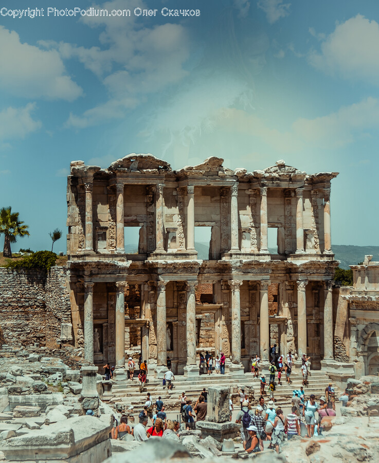 Ruins, Building, Architecture, Person, Face