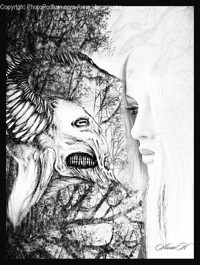 Art, Drawing, Person, Woman, Adult