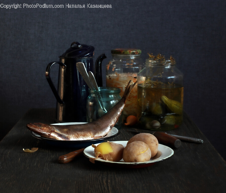 Pottery, Jar, Bread, Food, Cutlery