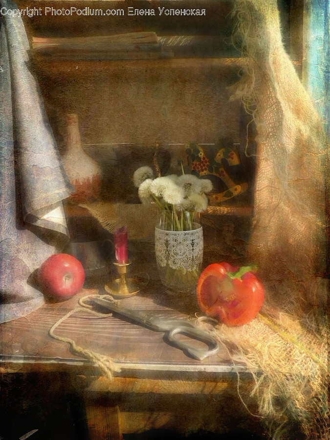 Art, Painting, Plant, Apple, Food