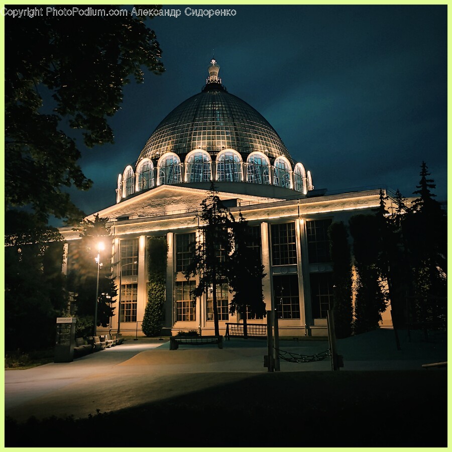 Architecture, Building, Dome, Planetarium, Bench