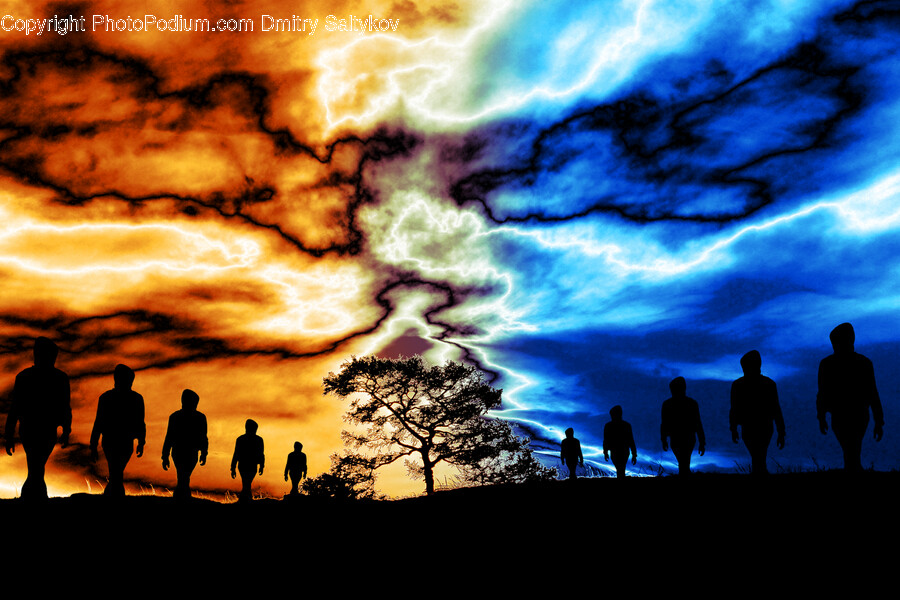 Silhouette, Nature, Outdoors, Sky, Person