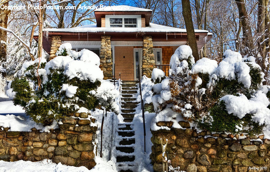 Ice, Outdoors, Snow, Building, Cottage, Housing, Villa