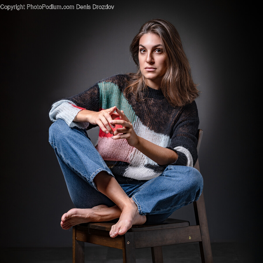 Person, Sitting, Clothing, Pants, Adult
