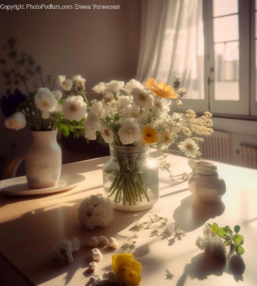 Furniture, Table, Tabletop, Window, Windowsill