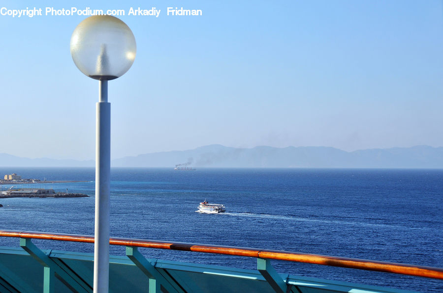 Lamp Post, Pole, Coast, Outdoors, Sea, Water, Boat