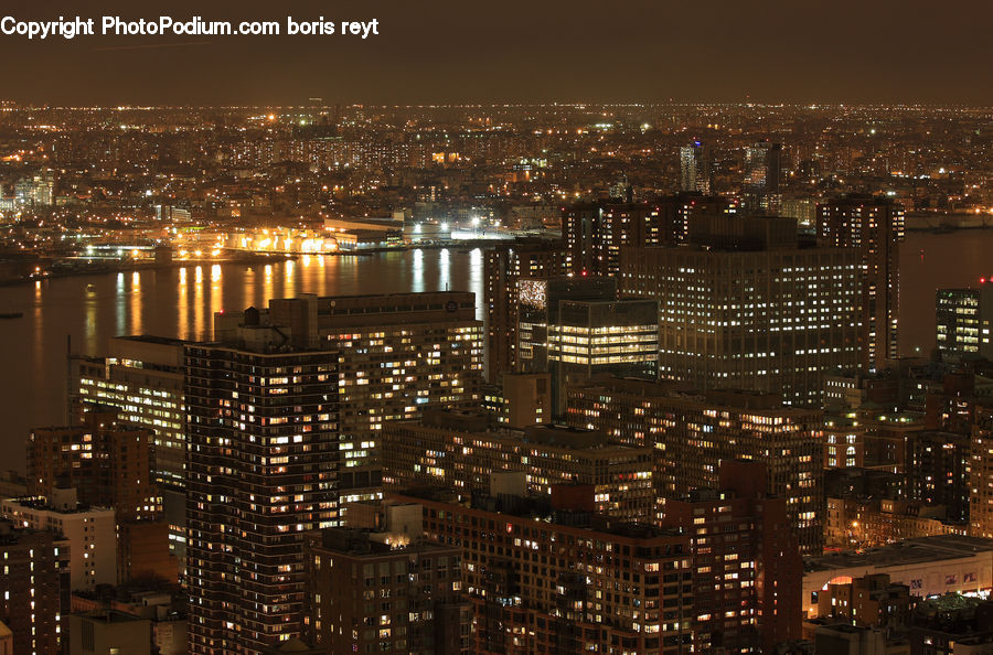 City, Downtown, Metropolis, Urban, Building, Night, Outdoors