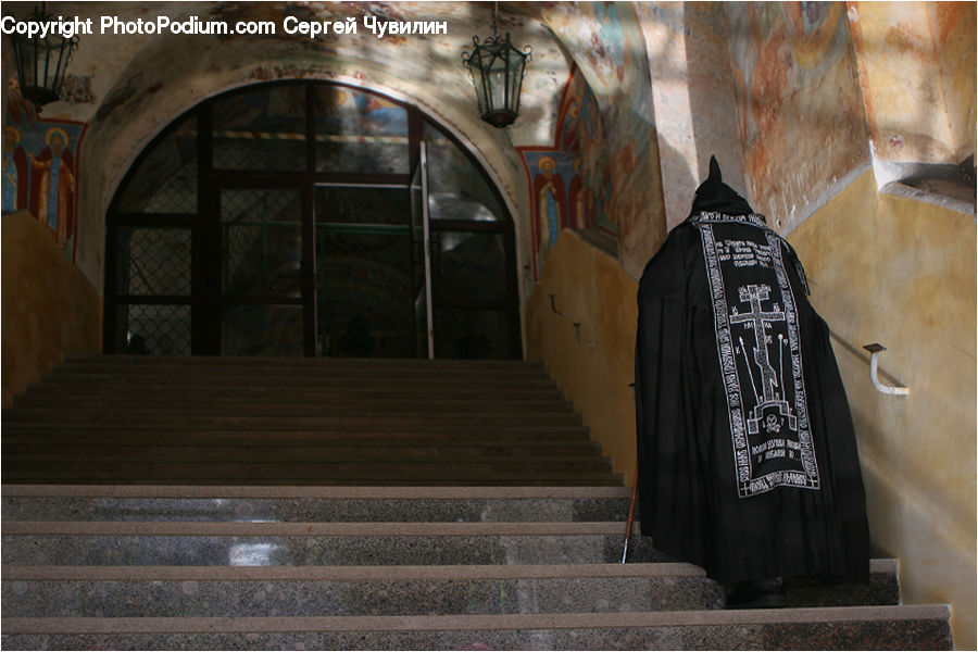 Corridor, Building, Coat, Overcoat, Crypt