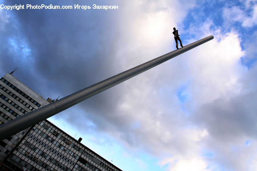 Lamp Post, Pole, Building, Housing, City, High Rise, Azure Sky