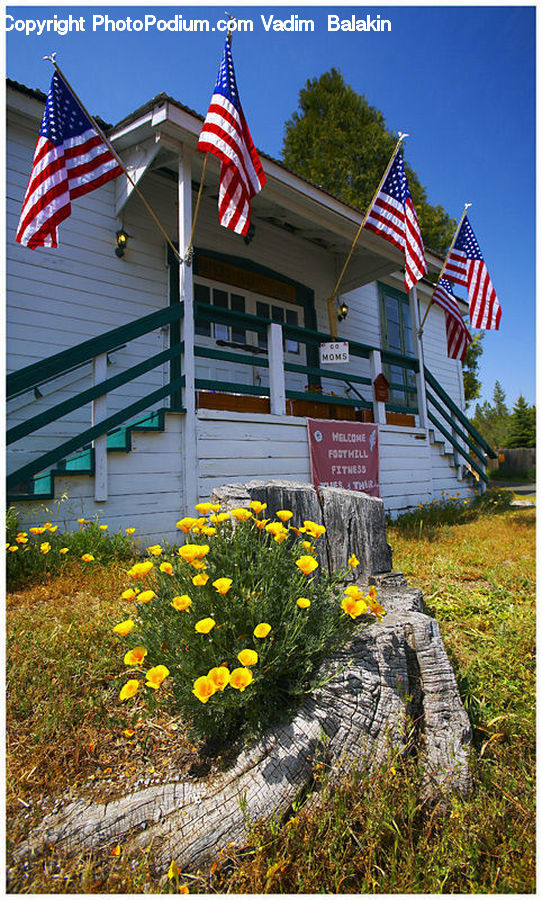 Emblem, Flag, Building, Cottage, Housing, Cabin, Hut