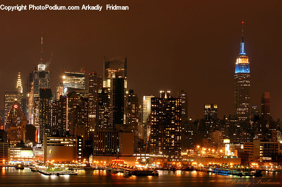 City, Downtown, Metropolis, Urban, Night, Outdoors, Lighting