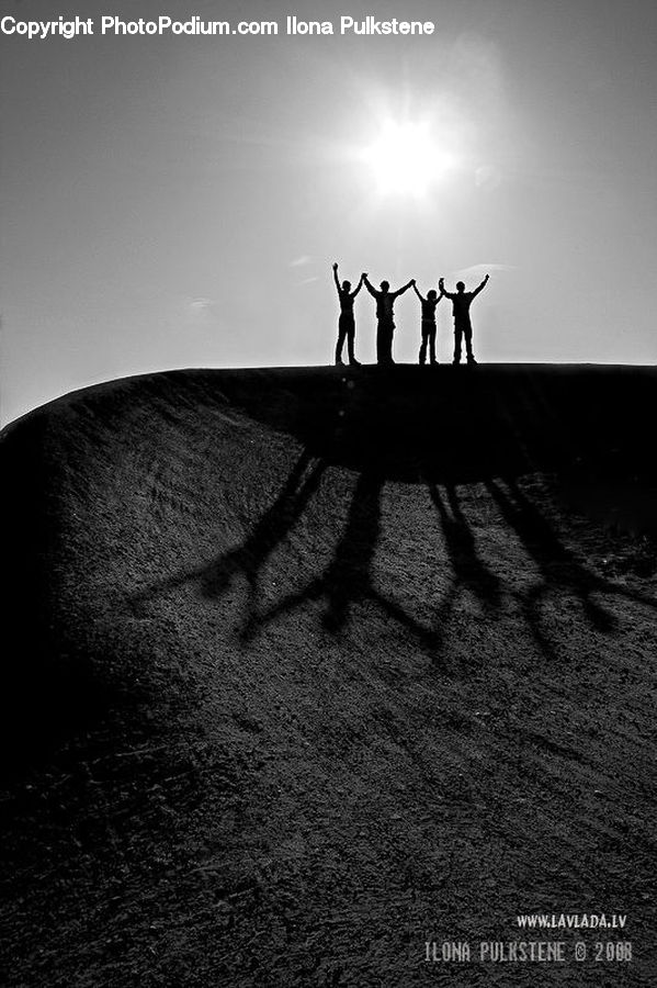 Hand, Holding Hands, Silhouette, Outdoors, Sand, Soil, Horizon