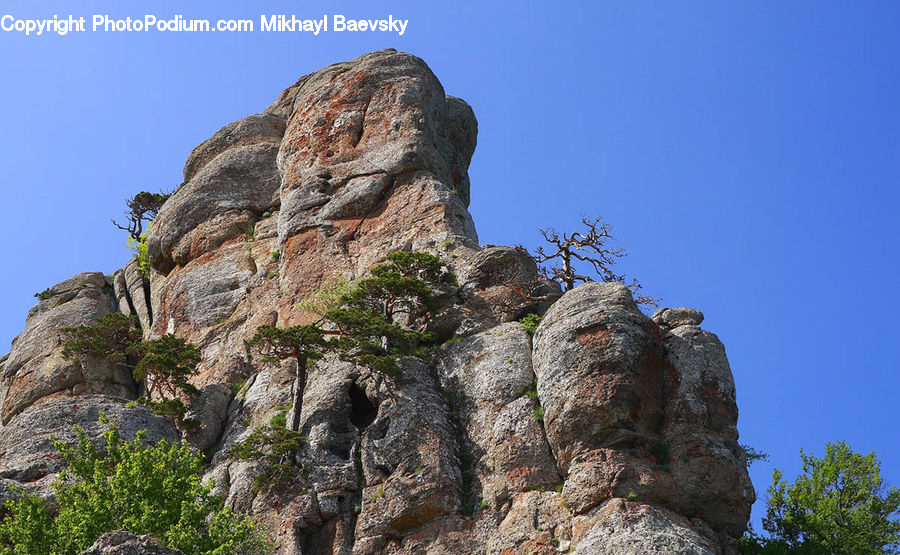 Cliff, Outdoors, Rock, Crest, Mountain, Peak, Plant