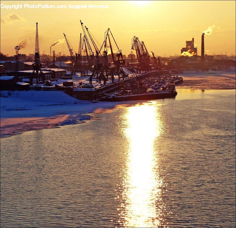 Dock, Port, Waterfront, Constriction Crane, Harbor, Mining, Landing