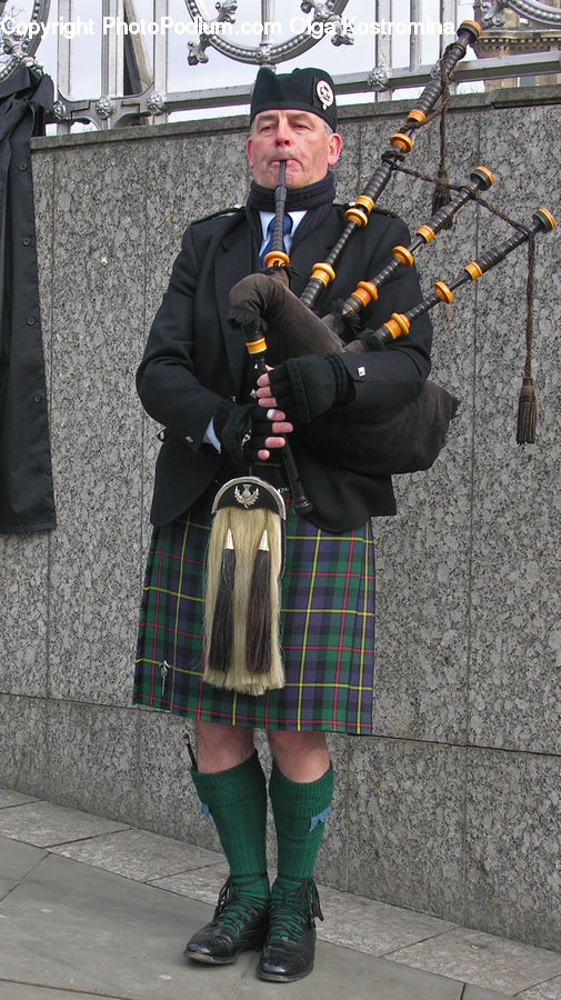 People, Person, Human, Bagpipe, Plaid, Tartan, Clothing
