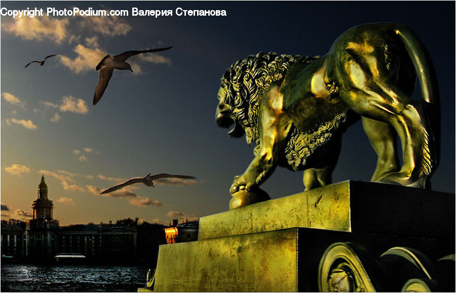 Art, Gargoyle, Statue, Albatross, Bird, Seagull, Tire