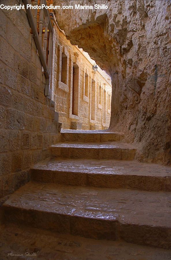 Ancient Egypt, Banister, Handrail, Crypt, Flagstone, Dirt Road, Gravel