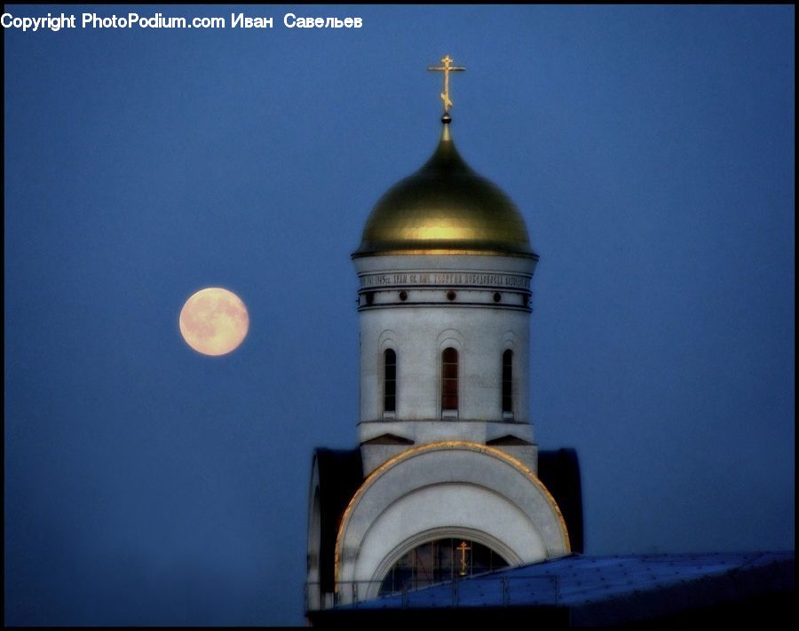 Astronomy, Moon, Night, Outdoors, Space, Architecture, Bell Tower
