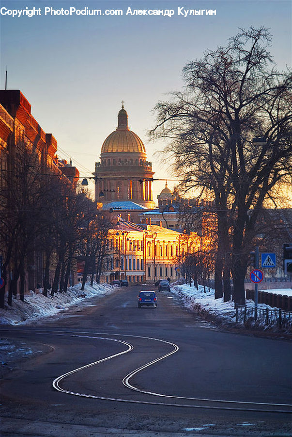 Architecture, Dome, City, Downtown, Dirt Road, Gravel, Road