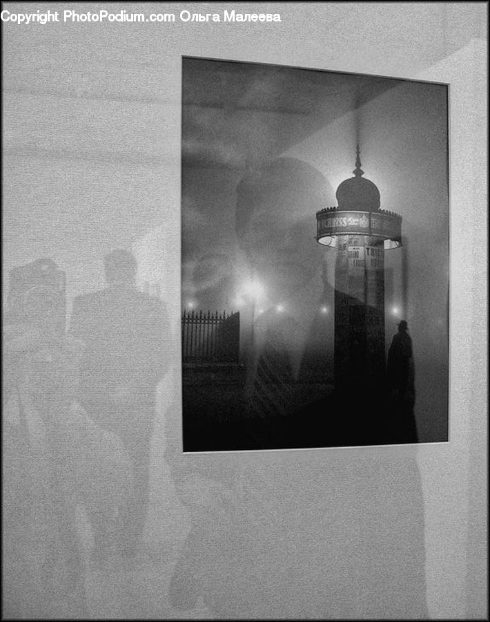Collage, Poster, Fence, Wall, Lighting, City, Downtown