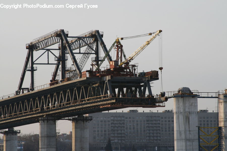 Construction, City, Downtown, Urban, Constriction Crane, Dock, Landing