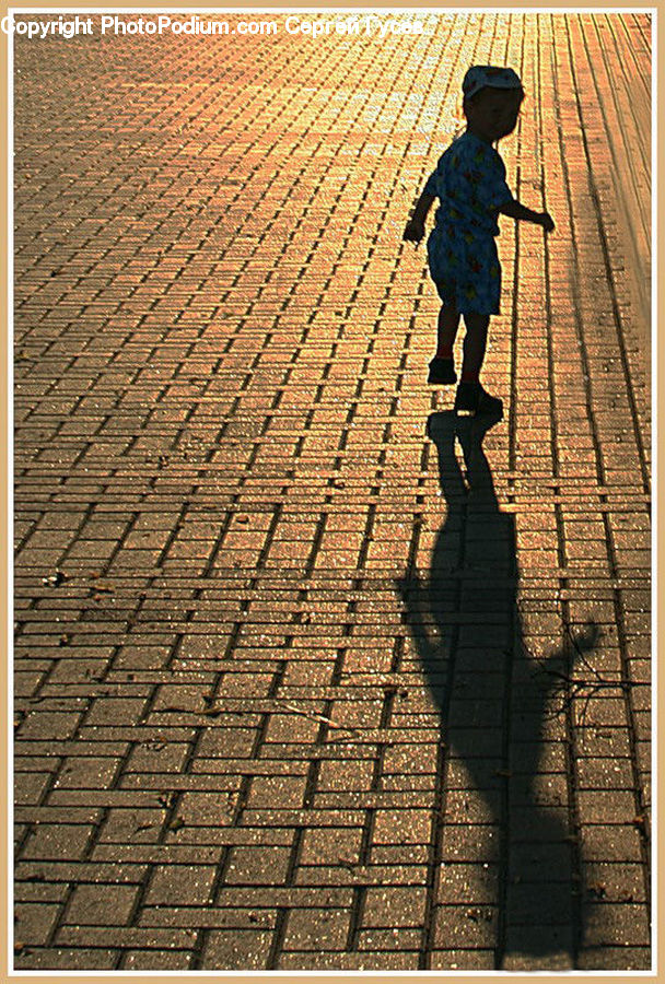 People, Person, Human, Brick, Silhouette, Pavement, Fence