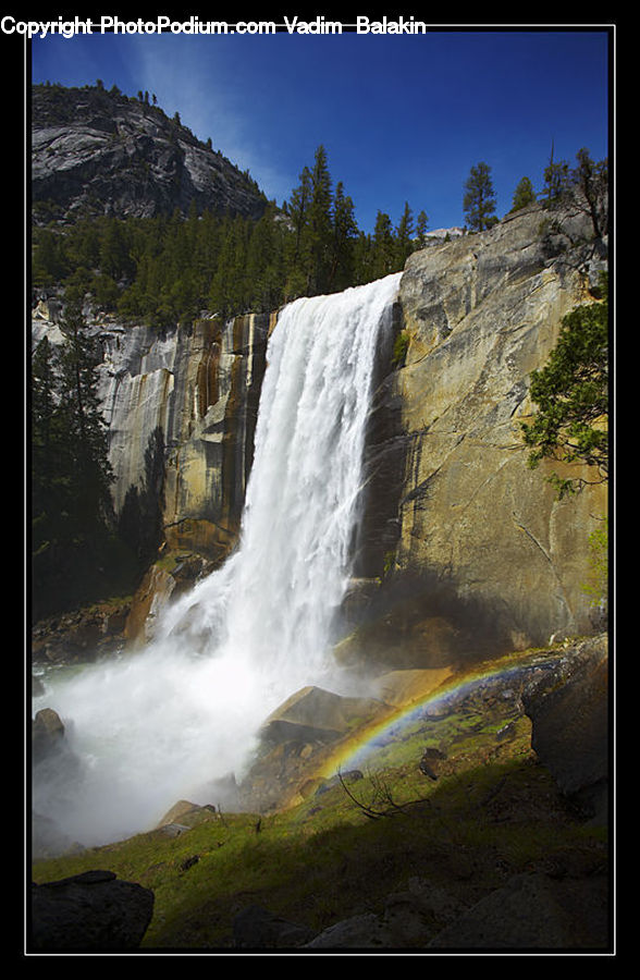 Outdoors, River, Water, Waterfall, Cliff, Conifer, Fir