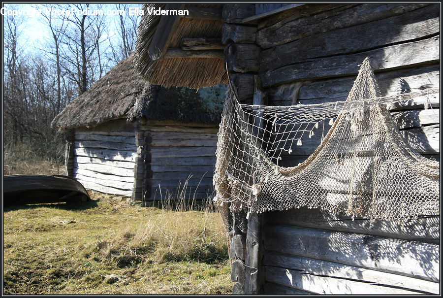 Automobile, Car, Vehicle, Building, Hut, Log Cabin, Shack