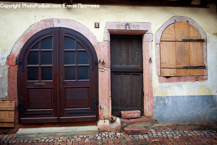 Brick, Window, Door, Building, Arched, Furniture, Cobblestone