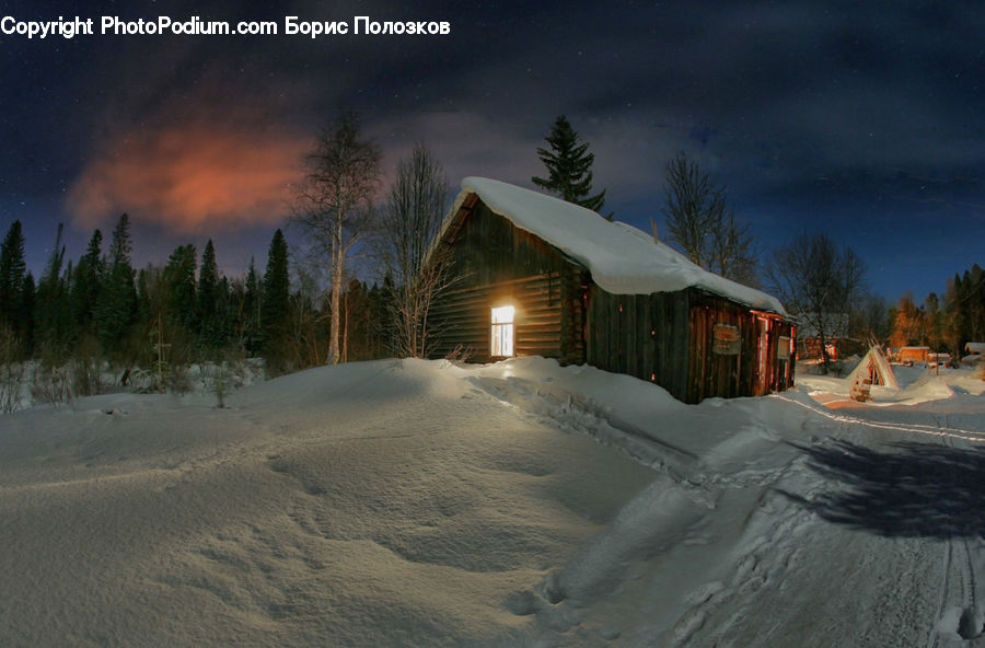 Asphalt, Tarmac, Ice, Outdoors, Snow, Playground, Cabin