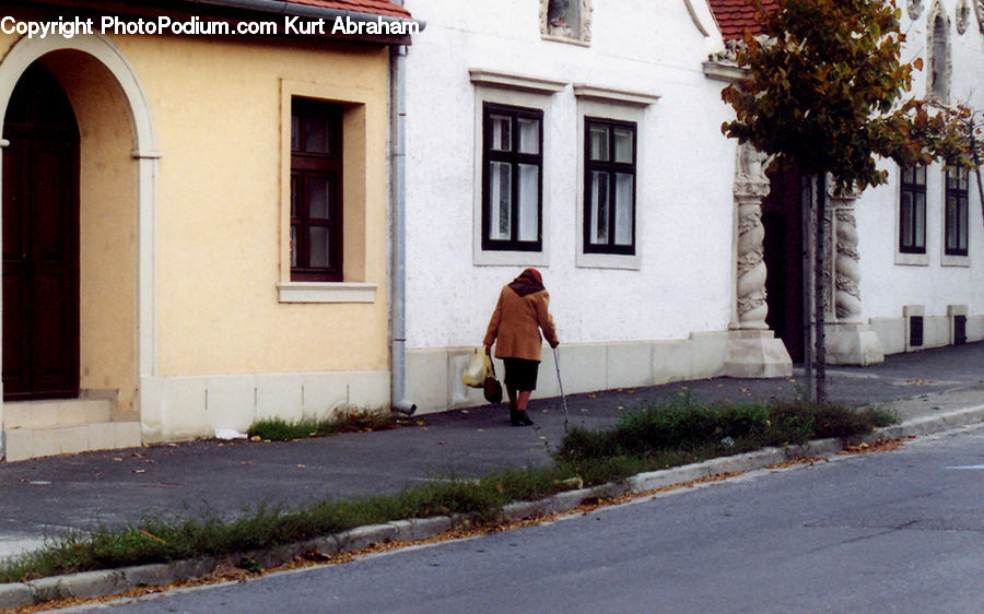 People, Person, Human, Lamp Post, Pole, Building, Cottage