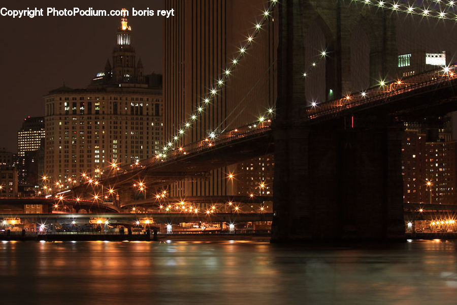 City, Downtown, Metropolis, Urban, Bridge, Night, Outdoors