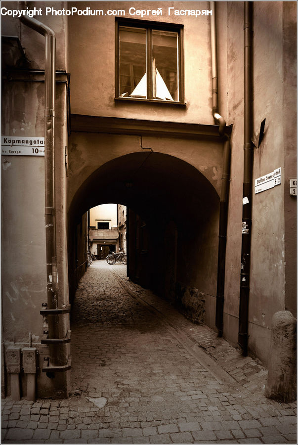 Triangle, Alley, Alleyway, Road, Street, Town, Window