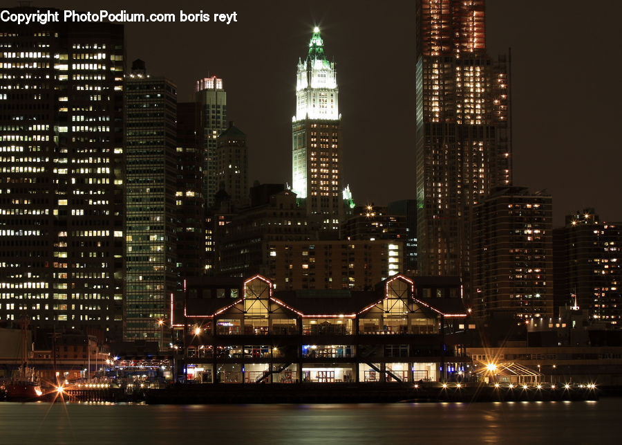 City, Downtown, Metropolis, Urban, Night, Outdoors, Building