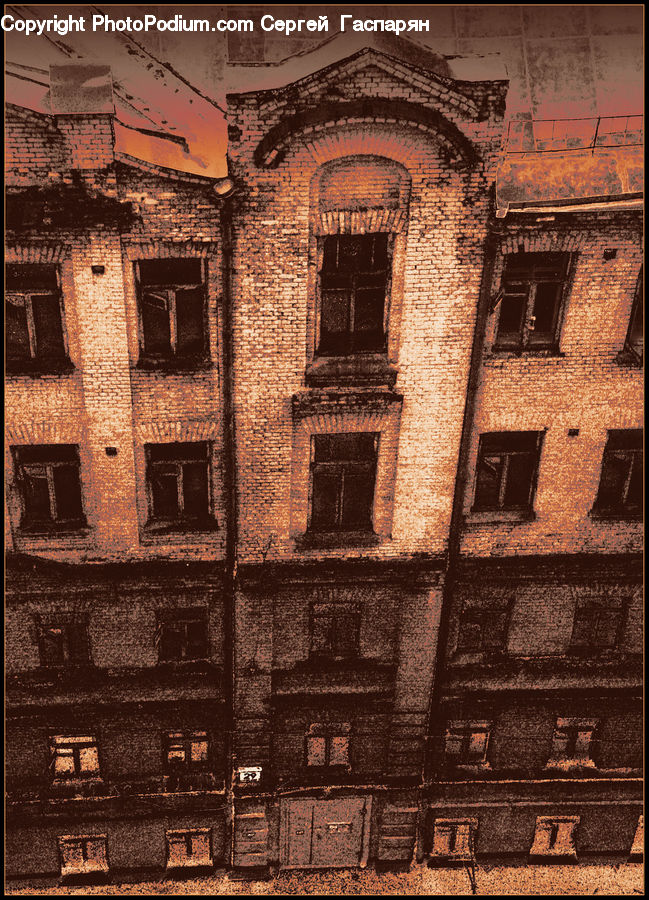 Brick, Building, Ruins, Fence, Wall, Apartment Building, High Rise