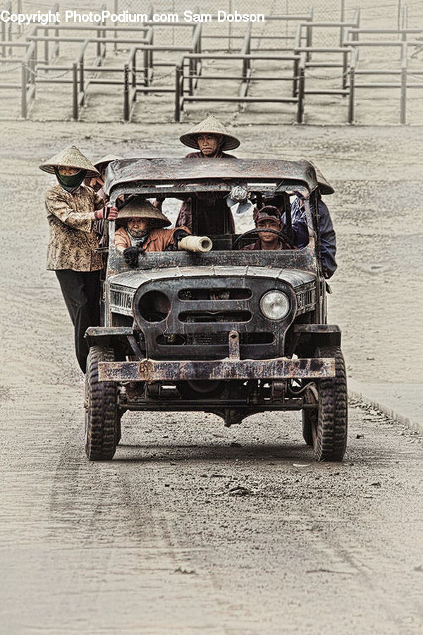 People, Person, Human, Hat, Car, Jeep, Vehicle