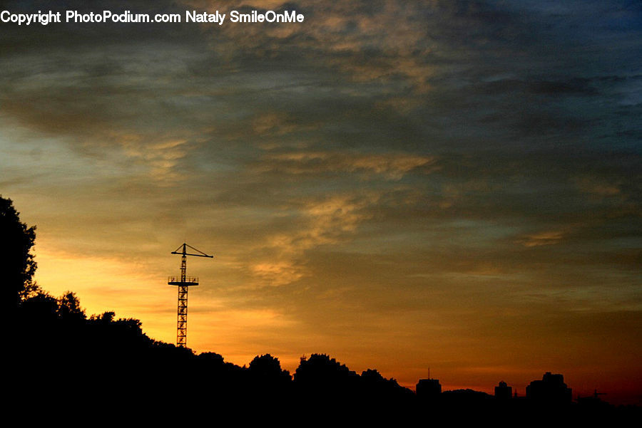 Dawn, Dusk, Red Sky, Sky, Sunrise, Sunset, Antenna