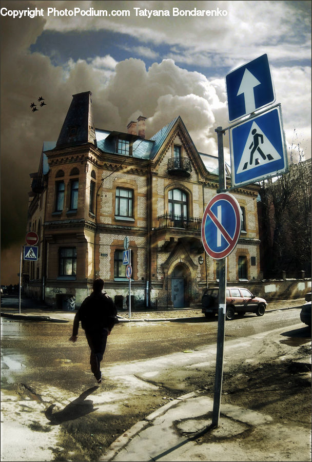 Silhouette, Leisure Activities, Walking, Building, Housing, City, Downtown