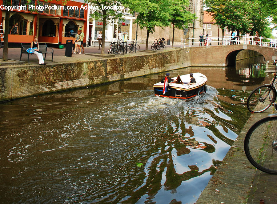 Bench, Canal, Outdoors, River, Water, Bicycle, Bike